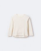 Toddler Girl Pointelle Long-Sleeve Top - Cream, image 2 of 7 slides