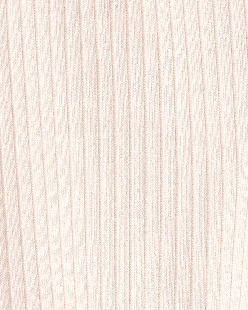 Baby Girl Cotton Ribbed Stretch Leggings - Cream, image 3 of 4 slides