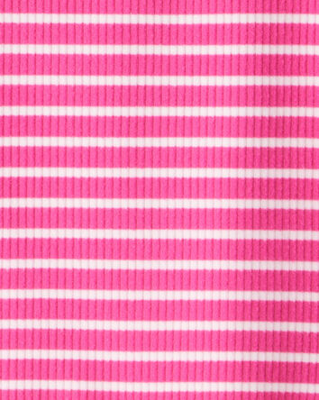 Girls Stripe Ribbed Top - Pink, 
