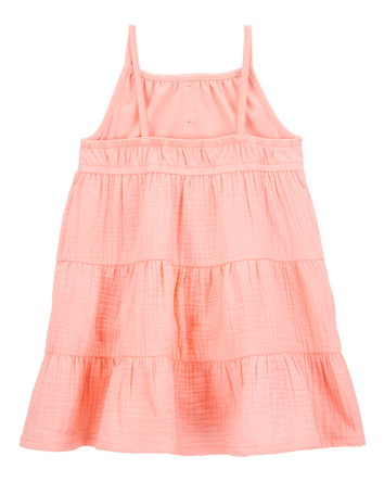 Toddler Textured Gauze Button-Front Dress - Pink, 