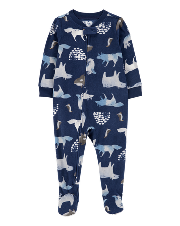Baby Boy 1-Piece Arctic Animal Print Fleece Footie Pajamas, 
