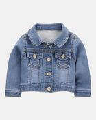 Baby Girl Denim Knit-Like Jacket - Medium Wash, image 1 of 3 slides