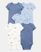 Baby 7-Piece Short-Sleeve Bodysuits & Pull-On Pants Set - Blue, image 2 of 12 slides