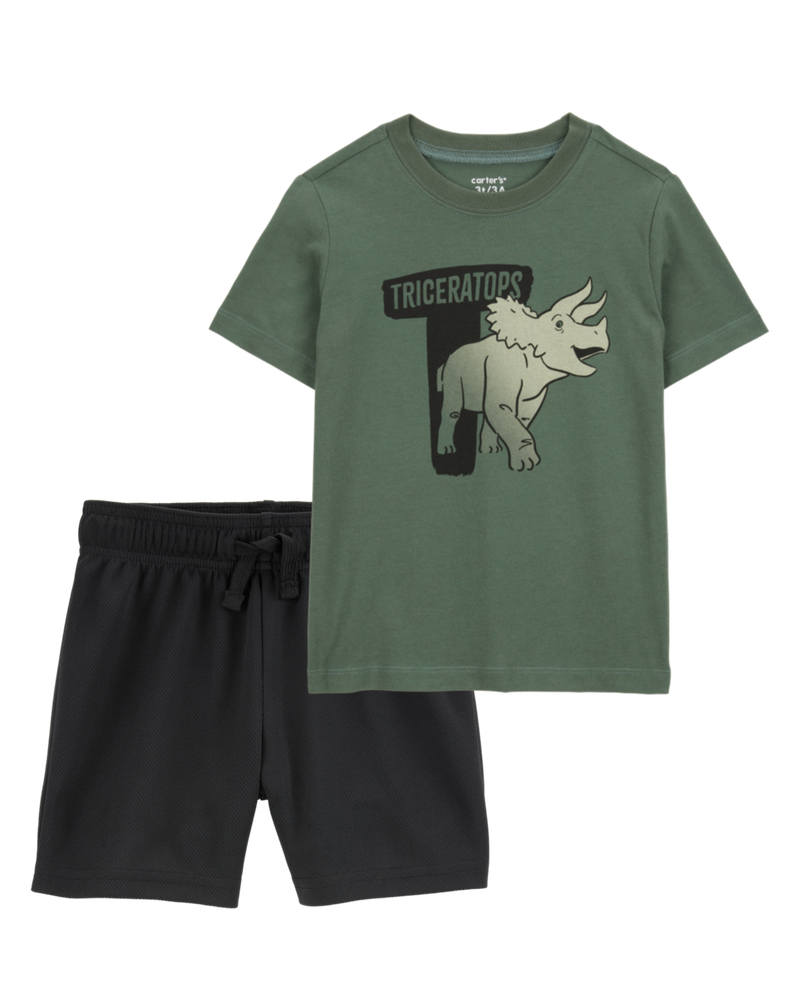 Toddler 2-Piece Dinosaur Tee & French Terry Shorts Set, image 1 of 8 slides