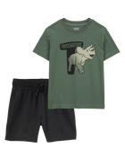 Toddler 2-Piece Dinosaur Tee & French Terry Shorts Set, image 1 of 8 slides