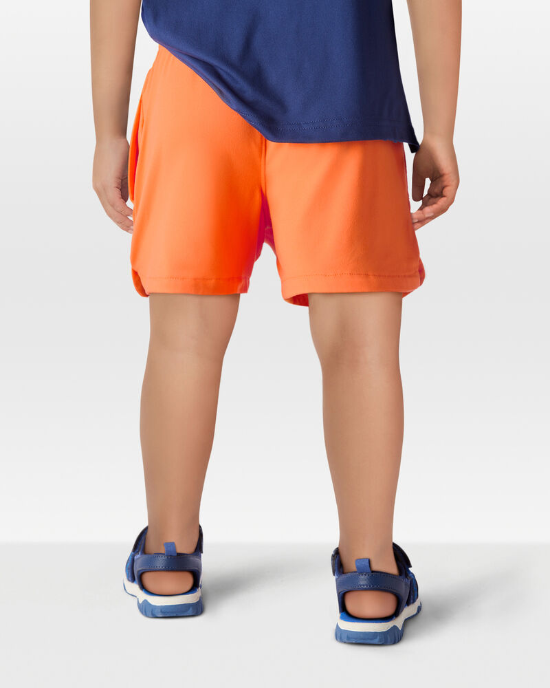 Toddler 2-Piece Active Raglan Tee & Pull-On Shorts Set - Navy/Orange, image 9 of 9 slides