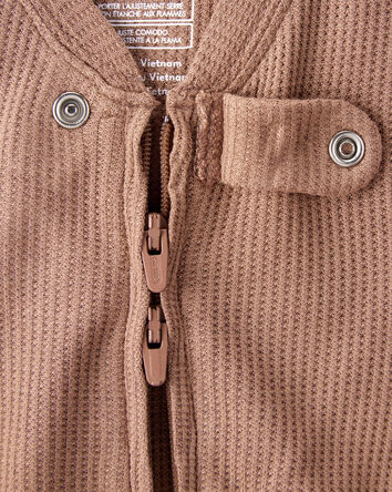 Baby PurelySoft 2-Way Zip 1-Piece Pajamas - Brown, 