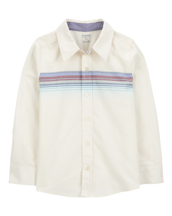 Kid Long-Sleeve Striped Button-Down Shirt - White, 