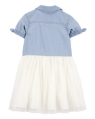 Toddler Two-Toned Short-Sleeve Denim Dress, image 2 of 4 slides