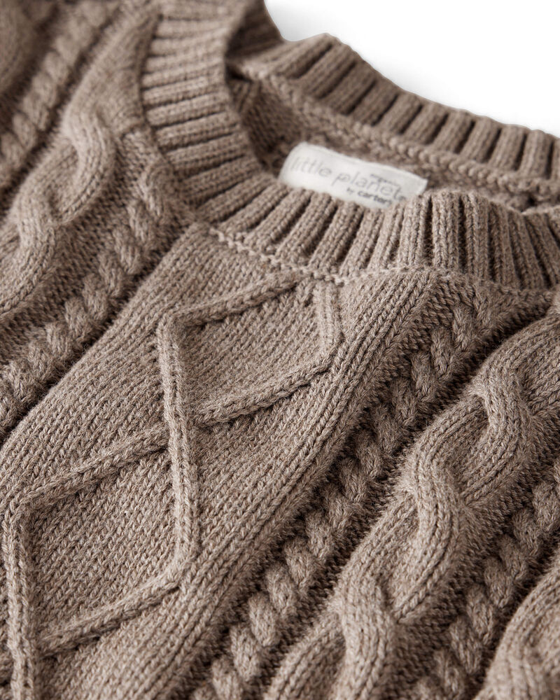 Baby Organic Cotton Cable Knit Sweater, image 2 of 4 slides