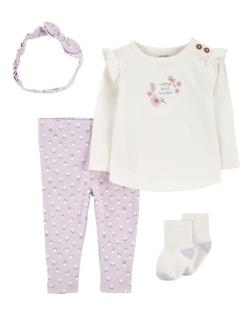 Baby 4-Piece Floral Outfit Set, 