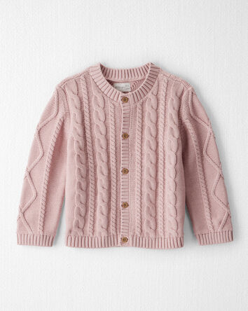 Toddler Girl Organic Cotton Cable Knit Cardigan, 