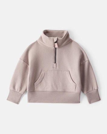 Baby Girl DayDream Fleece Long-Sleeve Quarter-Zip Pullover Sweatshirt - Brown, 