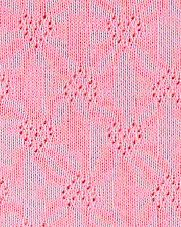 Baby Girl 3-Piece Pointelle Heart Outfit Set - Pink, 