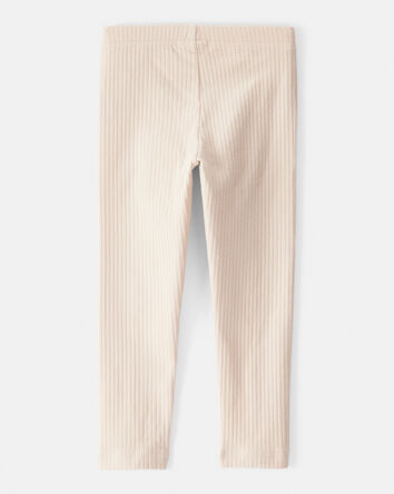 Toddler Girl Cotton Rib Pull-On Stretch Leggings - Cream, 