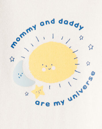 Baby "Mommy & Daddy Are My Universe" Cotton Long-Sleeve Graphic Bodysuit - Ivory, 