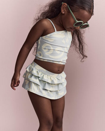 Toddler Girl Tropical One-Shoulder Ruffle Tankini Set - Light Blue, 