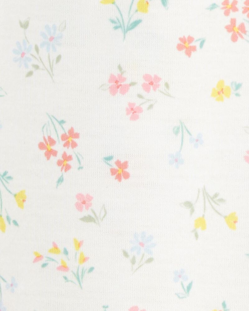 Toddler Girl Floral Loose Fit 2-Piece Pajamas - White, image 2 of 3 slides