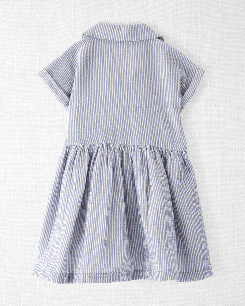 Toddler Organic Cotton Gauze Striped Dress, image 2 of 5 slides