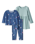 Toddler Girl 3-Piece Floral Outfit & Dress Set - Blue/Green, image 1 of 12 slides