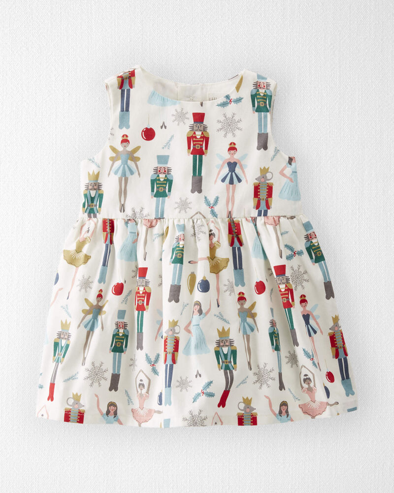 Baby Girl Organic Cotton Dress in Nutcracker Print, image 1 of 5 slides