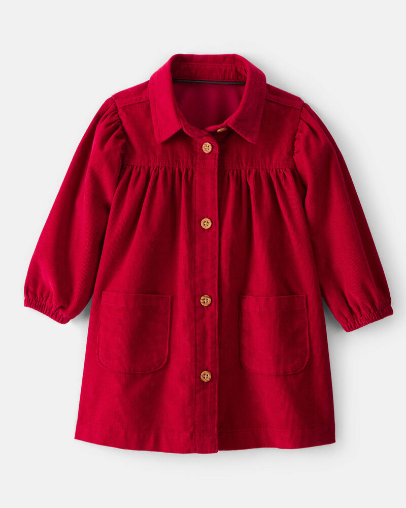 Baby Girl Corduroy Long-Sleeve Dress - Red, image 1 of 5 slides