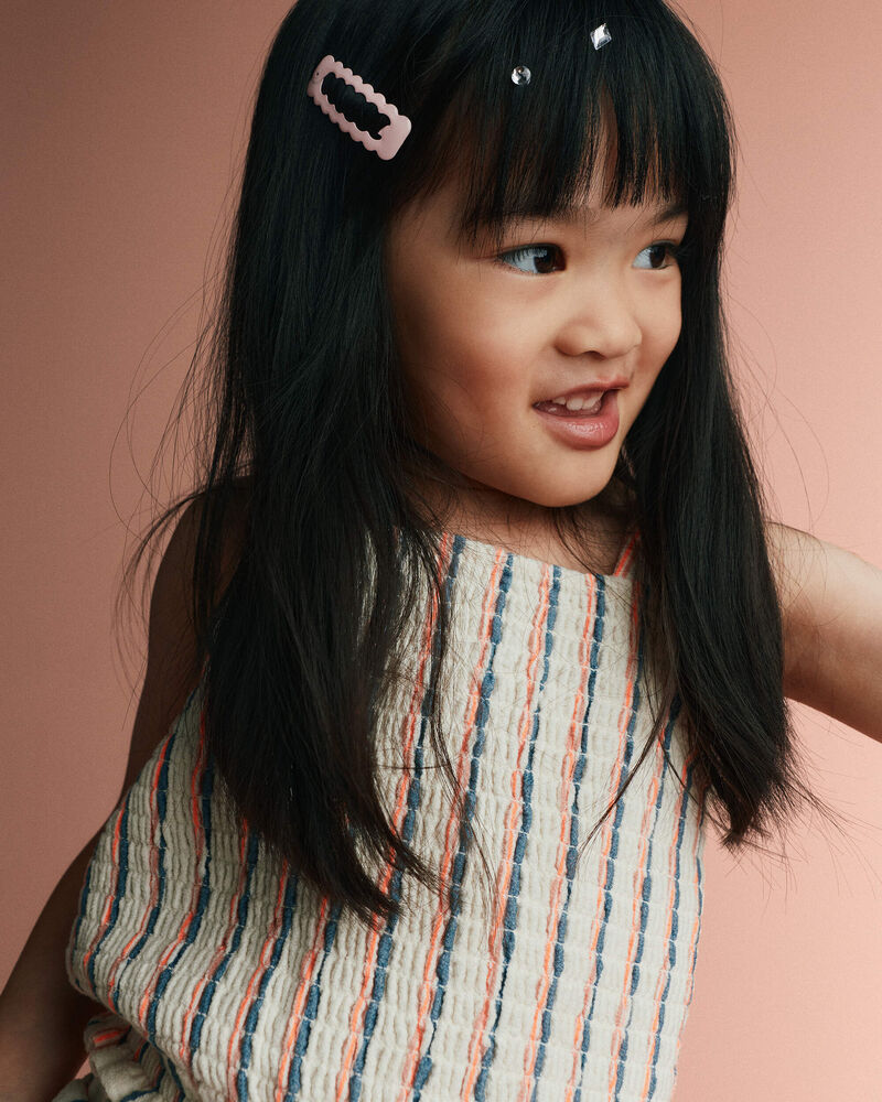 Toddler Girl Smocked Top in Stripes - Cream, image 3 of 5 slides