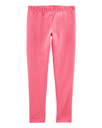 Girls Cotton Stretch Leggings - Pink, 