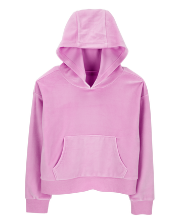 Kid Cropped Velour Hoodie, 