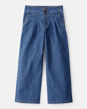 Kid Denim Wide Leg Pants - 70s Blue Wash, 