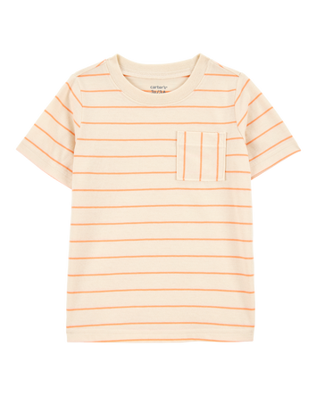 Toddler Striped Short-Sleeve Pocket Tee - Orange, 