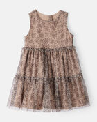 Toddler Girl Leopard Print Sleeveless Tulle Occasion Dress - Brown, image 1 of 4 slides