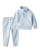 Baby Girl 2-Piece DayDream Fleece Quarter-Zip Pullover Sweatshirt & Joggers Set - Blue, image 1 of 6 slides