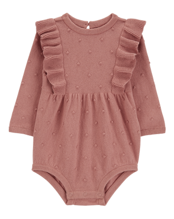 Baby Girl Long-Sleeve Flutter Bodysuit - Pink, 