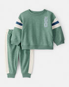 Baby 2-Piece French Terry Sweatshirt & Pull-On Jogger Set - Green, image 1 of 5 slides