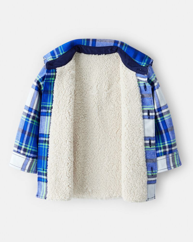 Baby Boy Plaid Sherpa Lined Fashion Jacket - Blue, image 5 of 6 slides