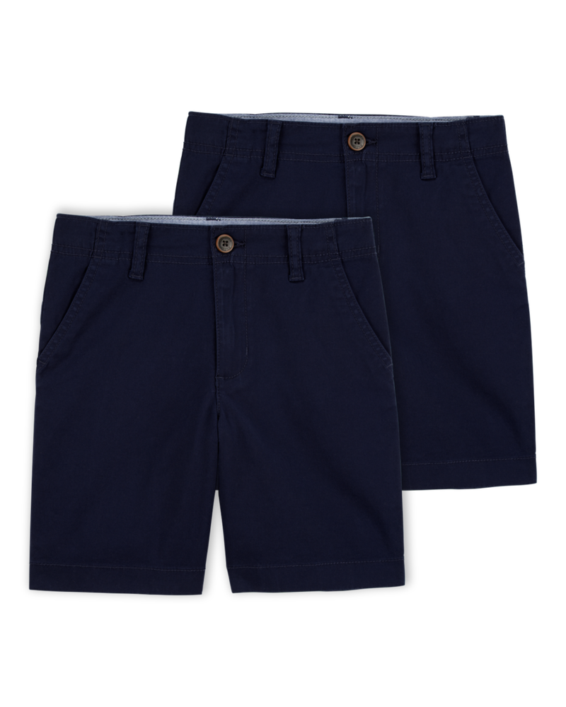 Boys 2-Pack Stretch Chino Uniform Shorts - Navy, image 1 of 4 slides
