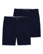 Boys 2-Pack Stretch Chino Uniform Shorts - Navy, image 1 of 4 slides