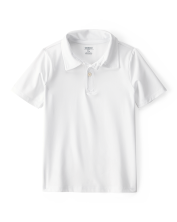 Kid Active Polo in Moisture Wicking BeCool&trade; Fabric - White, 