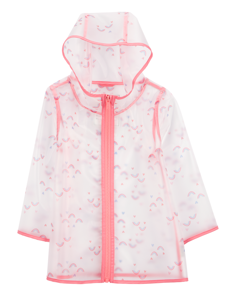 Baby Girl Rainbow Translucent Rain Jacket - Pink, image 1 of 2 slides