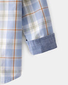 Toddler Boy Poplin Plaid Button-Front Shirt  -Blue/Orange/White, image 2 of 4 slides