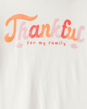 Girls Thankful Long-Sleeve Graphic Tee - White, 