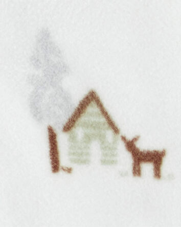 Baby Boy Barn Print Fleece Sleep & Play Pajamas - White, 