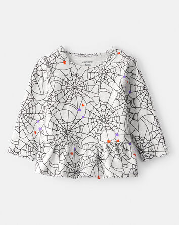 Baby Halloween Spiderwebs Long-Sleeve Tee - White/Black, 