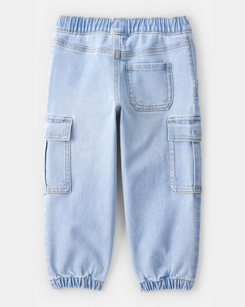 Toddler Boy  Pull-On Denim Cargo Joggers - Light Wash, image 2 of 5 slides