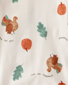 Baby Thanksgiving Print 100% Cotton Long-Sleeve 2-Piece Pajamas - Cream, image 2 of 3 slides