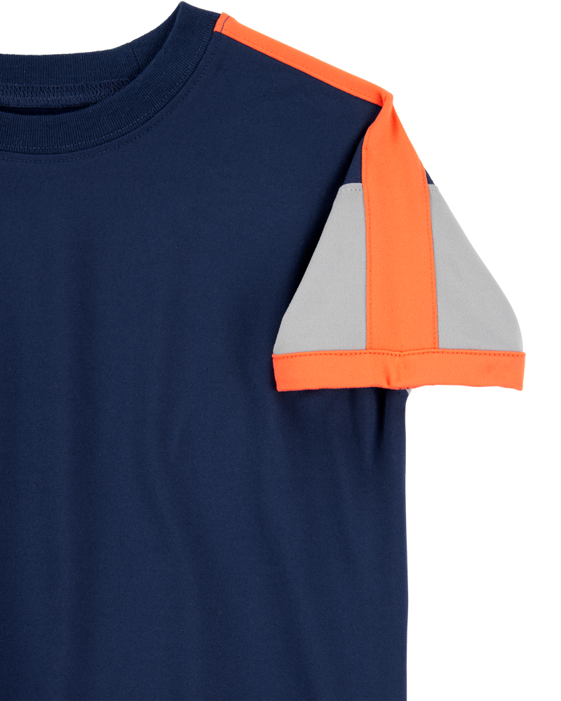 Toddler 2-Piece Active Raglan Tee & Pull-On Shorts Set - Navy/Orange, image 3 of 9 slides