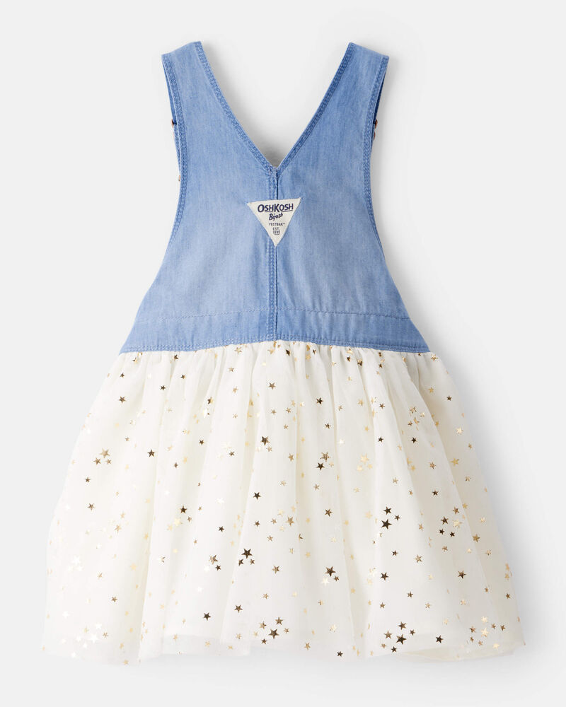 Toddler Girl Chambray Tulle Skirtall - Blue/Cream, image 2 of 4 slides