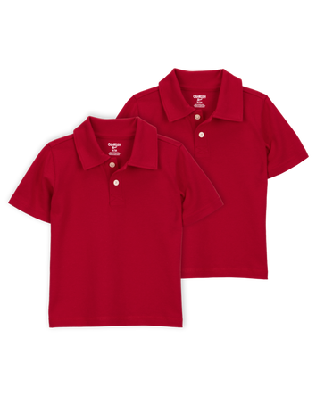 Toddler 2-Pack Pique Uniform Polo Shirts - Red, 
