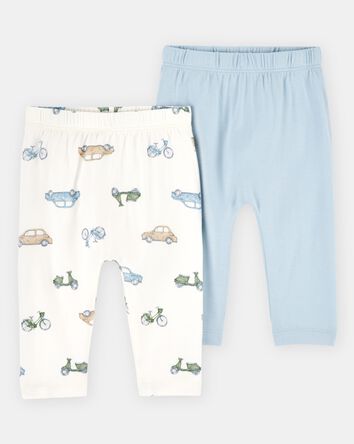 Baby Boy 2-Pack PurelySoft Pull-On Pants - Blue/Ivory, 